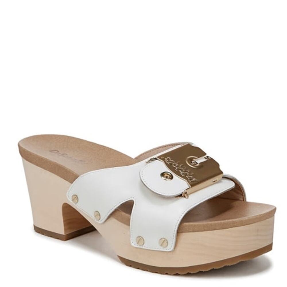 Dr. Scholl's Original Max Too Platform Sandal Wood Clog Leather Comfort 10M